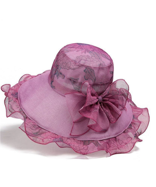 Organza Elegant Rose Ruffled Sun Hat Floral