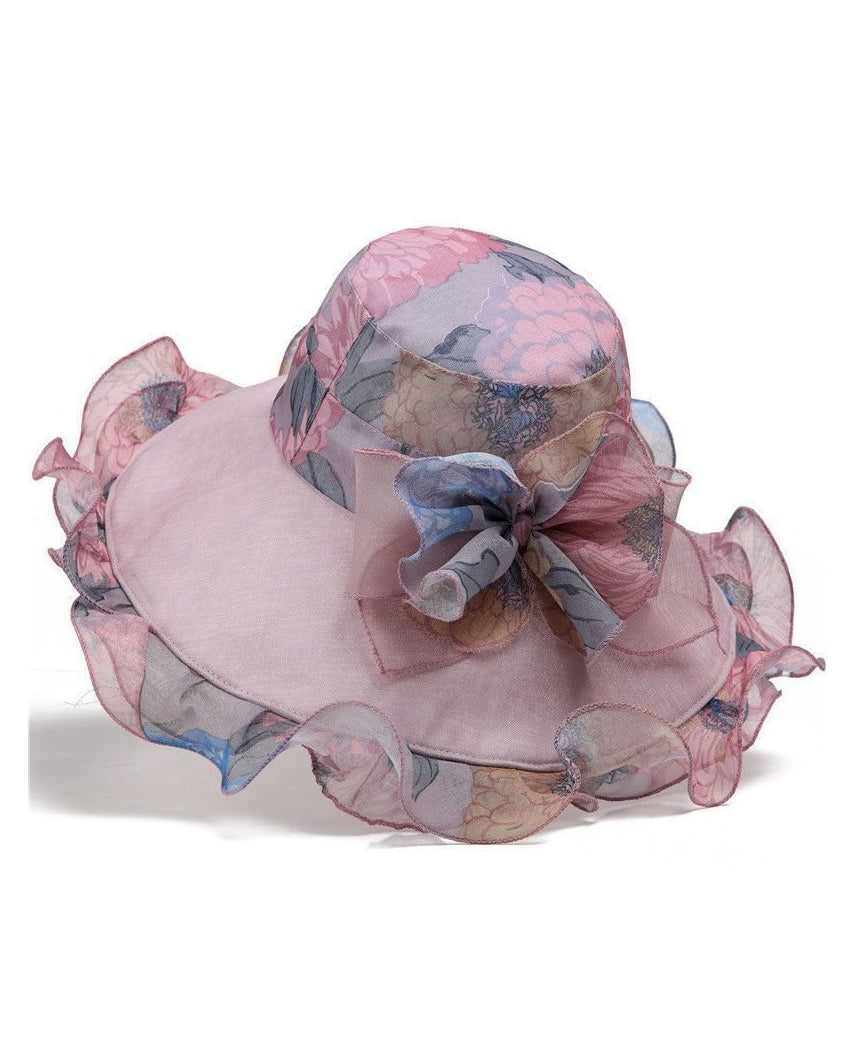 Organza Elegant Rose Ruffled Sun Hat Floral