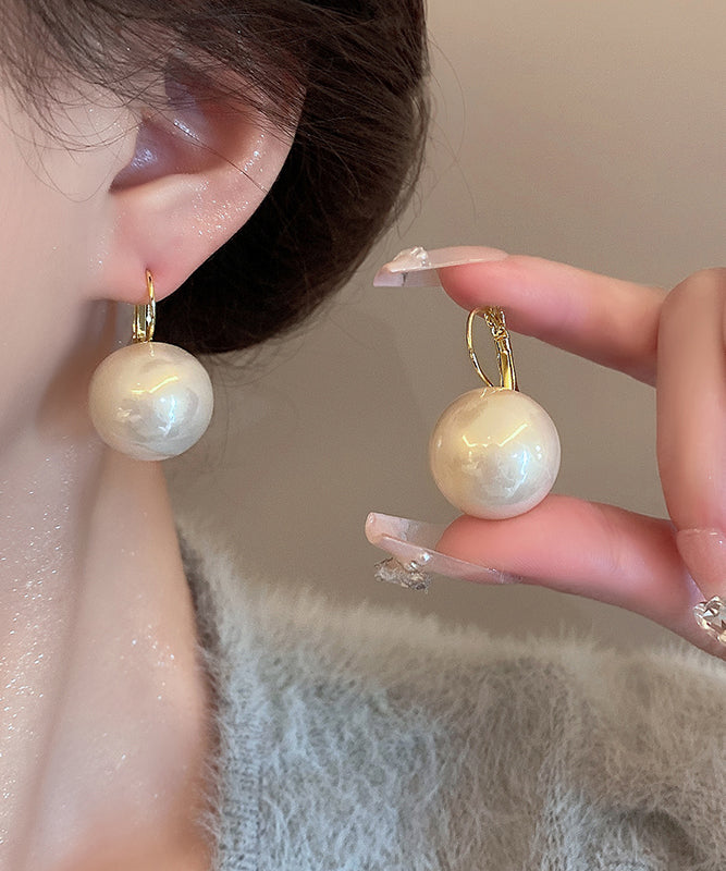 Elegant White Alloy Pearl Drop Earrings QZ007