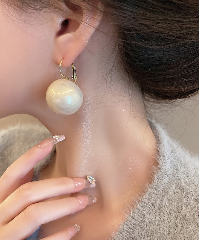 Elegant White Alloy Pearl Drop Earrings QZ007