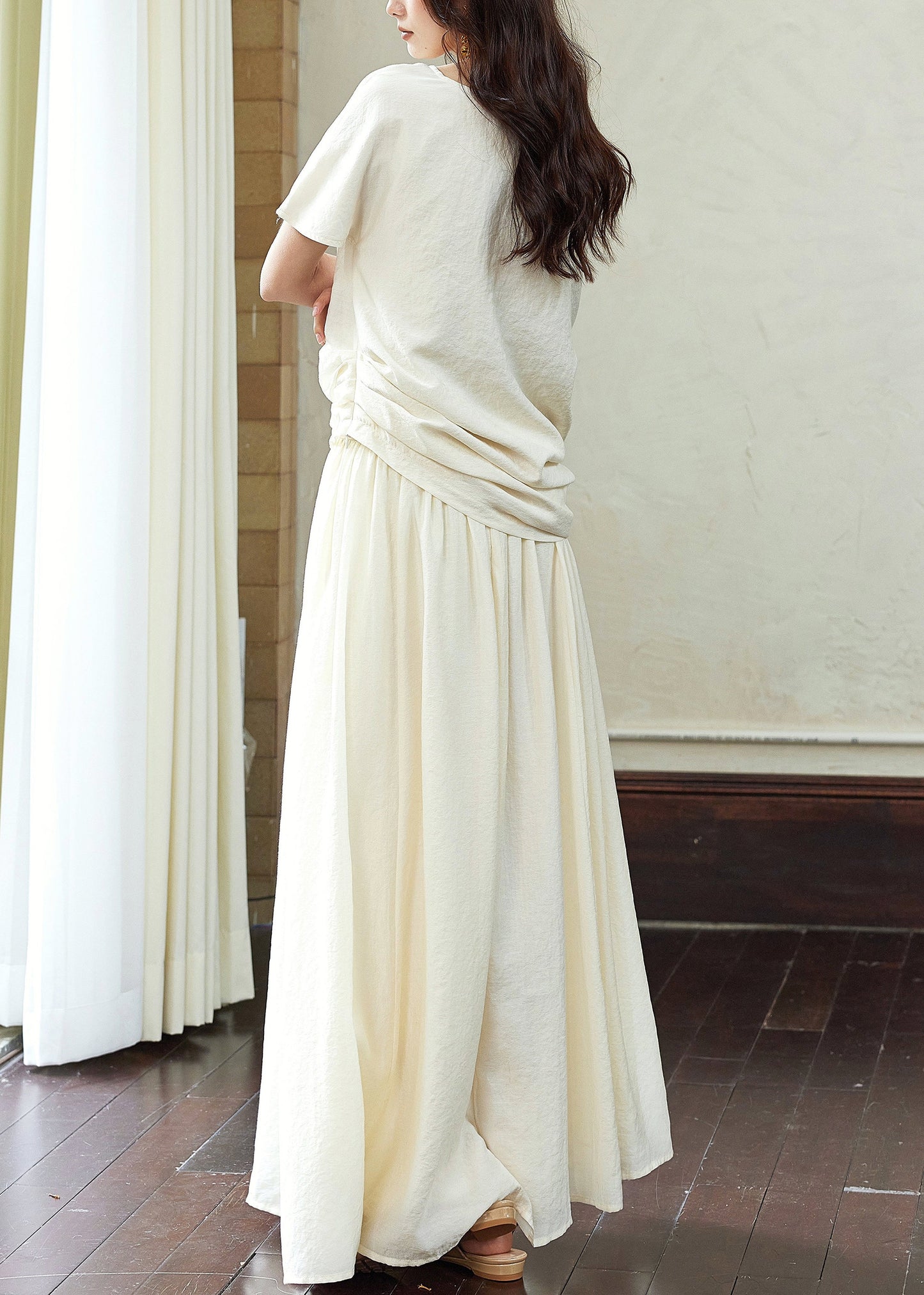 Skirts Shirts Asymmetrical And Elegant T Cotton Wrinkled White