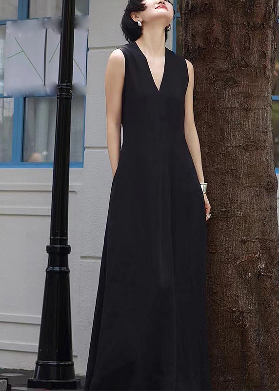 Elegant Dresses Sleeveless Neck Patchwork Long V White