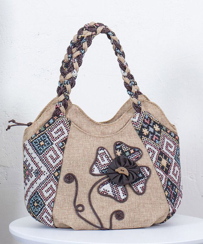 Grey Style Canvas Bag Woven Ethnic Tote Patchwork