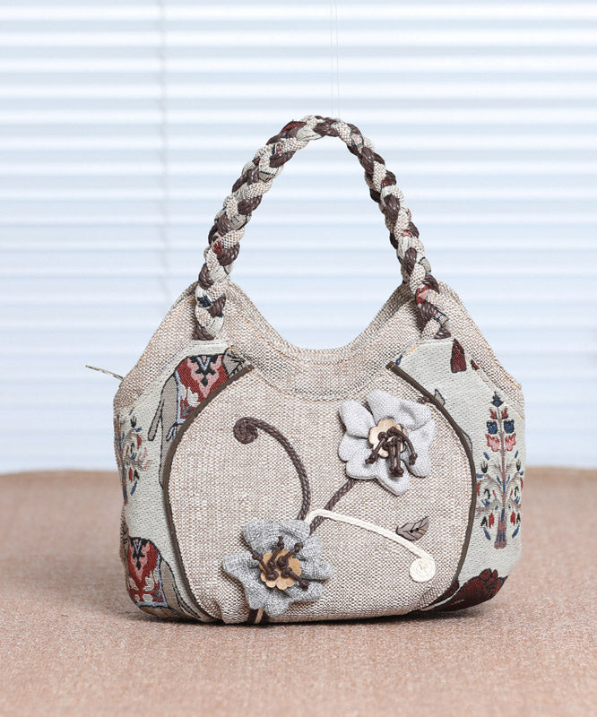 Grey Style Canvas Bag Woven Ethnic Tote Patchwork