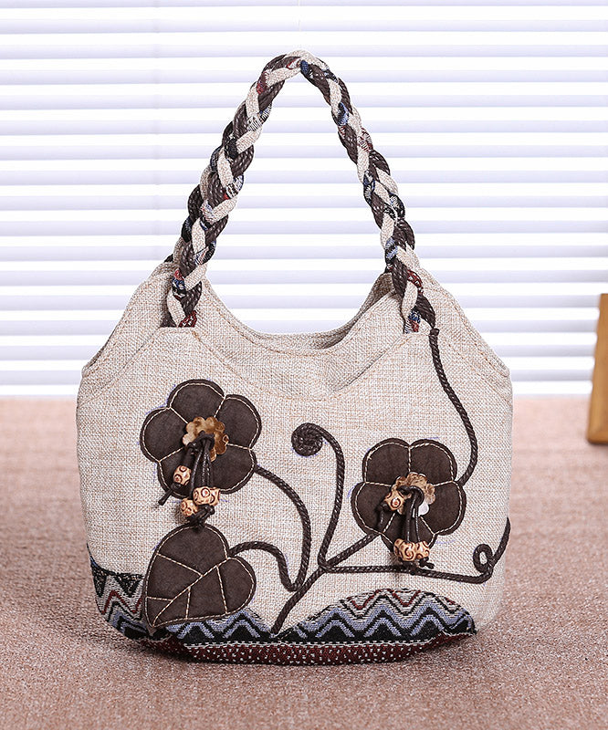Grey Style Canvas Bag Woven Ethnic Tote Patchwork