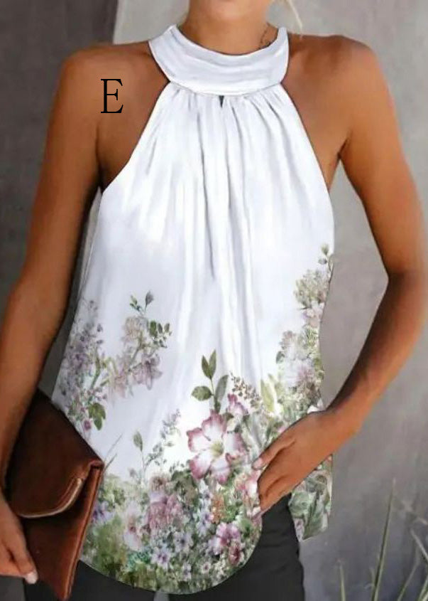 European Top American Halter Print And Sleeveless