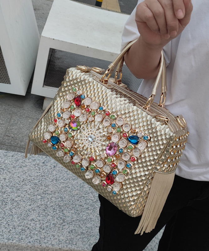 Tassel Black European Handbag Zircon Style And Tote American