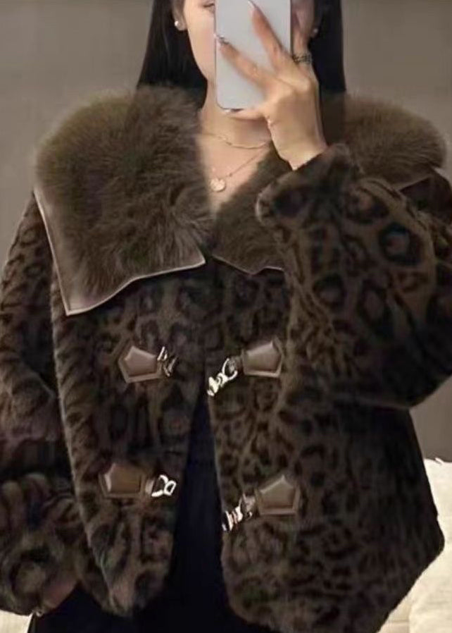 European And American Style Leopard Mink Hair Leather And Fur Coat Spring YY014