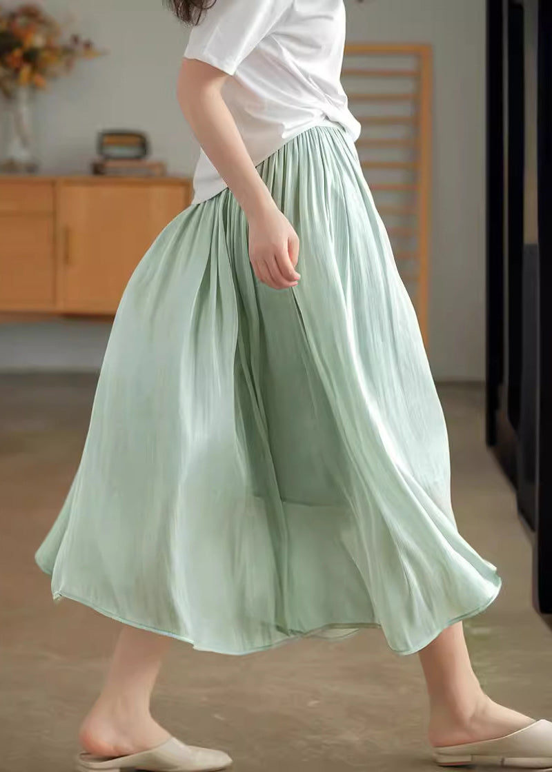 Fashion Apricot Elastic Waist Exra Large Hem Silk Skirts Summer TN004