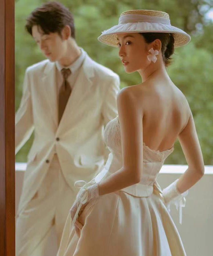 Wrinkled Woven Fashion Beige Hat Straw Tulle Cloche