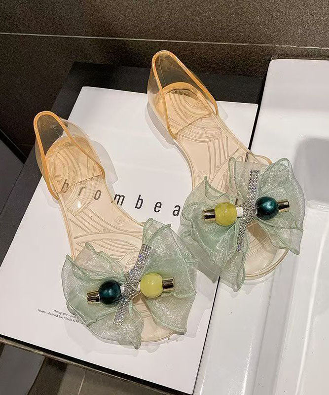 Black Bow Toe Sandals Clear Peep Splicing Fashion