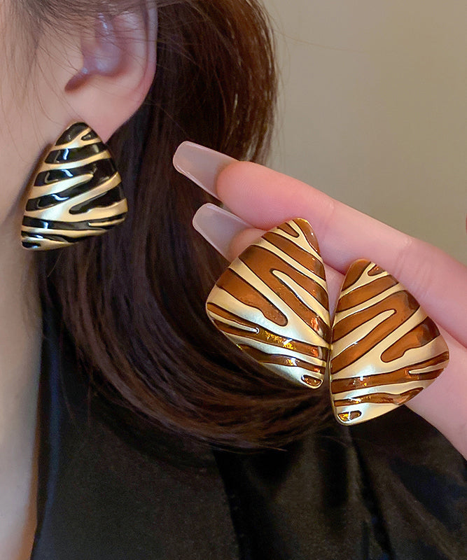 Alloy Earrings Triangl Black Fashion Copper Stud