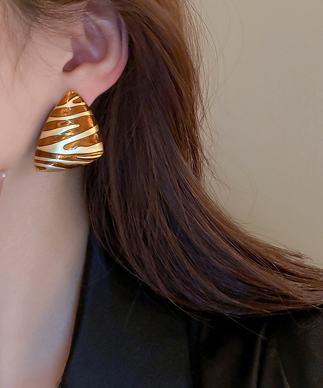 Alloy Earrings Triangl Black Fashion Copper Stud