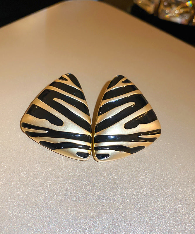 Alloy Earrings Triangl Black Fashion Copper Stud