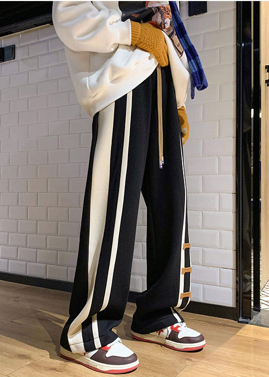 Cotton Pants Oversized Fashion Patchwork Men Black Spring