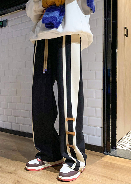 Cotton Pants Oversized Fashion Patchwork Men Black Spring