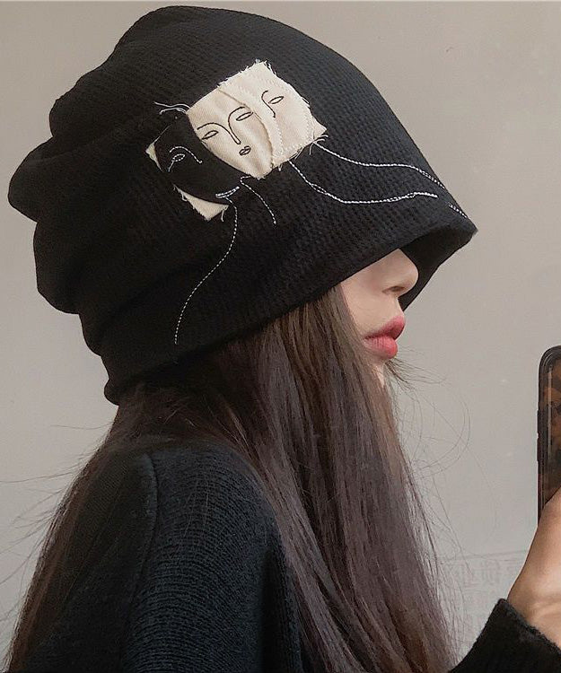 Versatile Bonnie Cotton Fashion Black Patch Hat