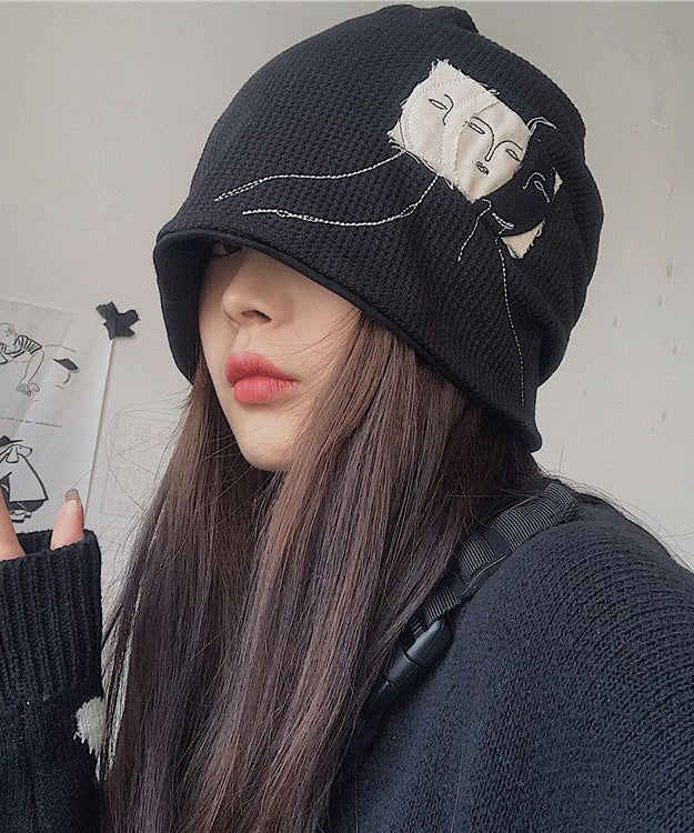 Versatile Bonnie Cotton Fashion Black Patch Hat