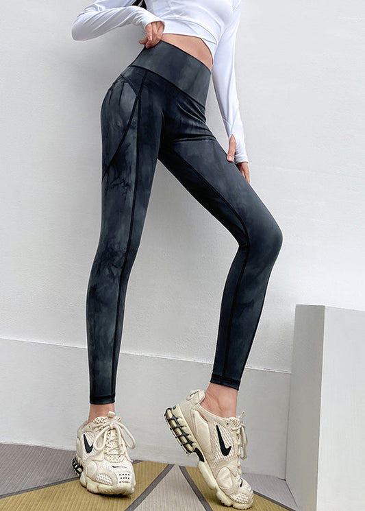 Print Waist High Fashion Leggings Shark Capri Gym Black