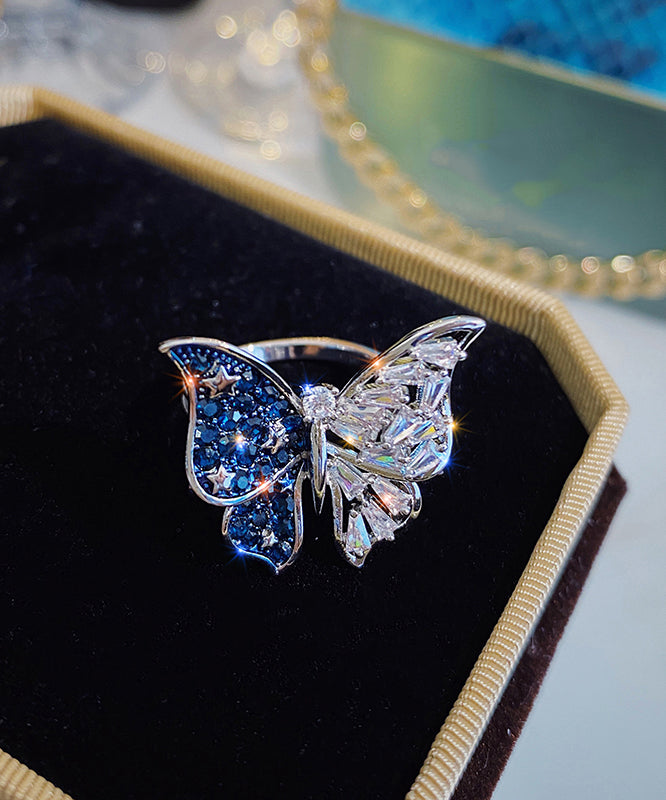 Fashion Zircon Butterfly Blue Alloy Rings