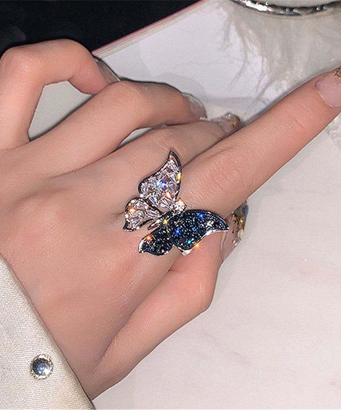 Fashion Zircon Butterfly Blue Alloy Rings