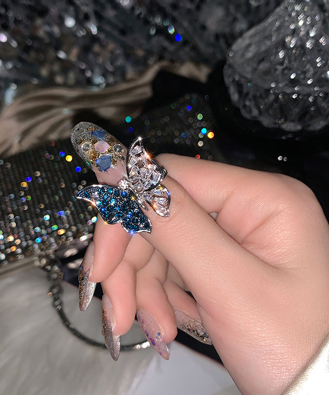 Fashion Zircon Butterfly Blue Alloy Rings