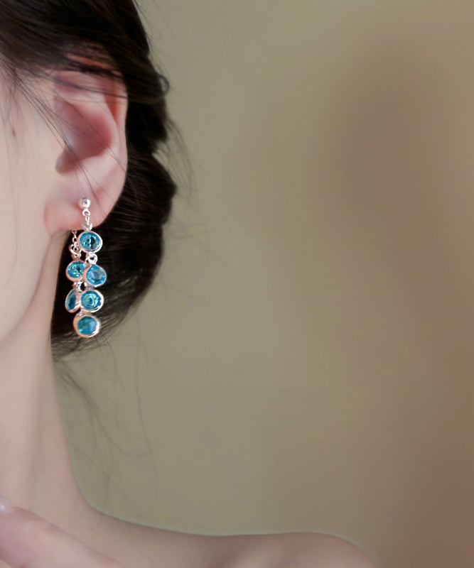 Tassel Of Blue Drop Fashion Grapes Copper Crystal Earrings Bunch