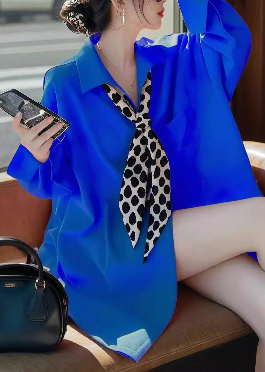 Collar Solid Pan Blue Peter Spring Fashion Shirt