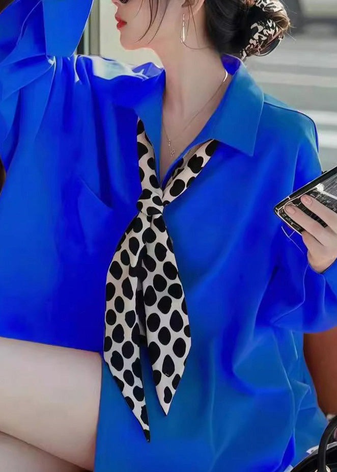 Collar Solid Pan Blue Peter Spring Fashion Shirt