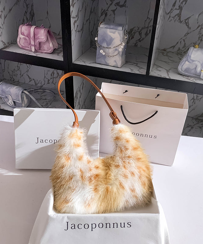Satchel Brown Fuzzy Versatile Fur Fashion Fluffy Handbag