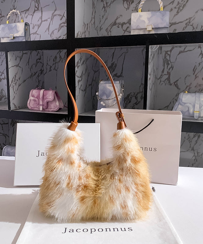 Satchel Brown Fuzzy Versatile Fur Fashion Fluffy Handbag