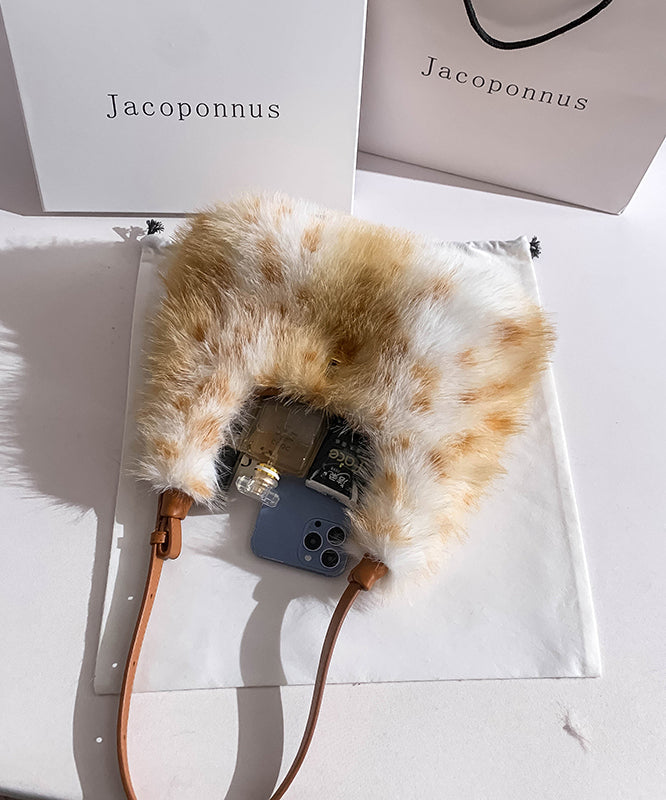 Satchel Brown Fuzzy Versatile Fur Fashion Fluffy Handbag