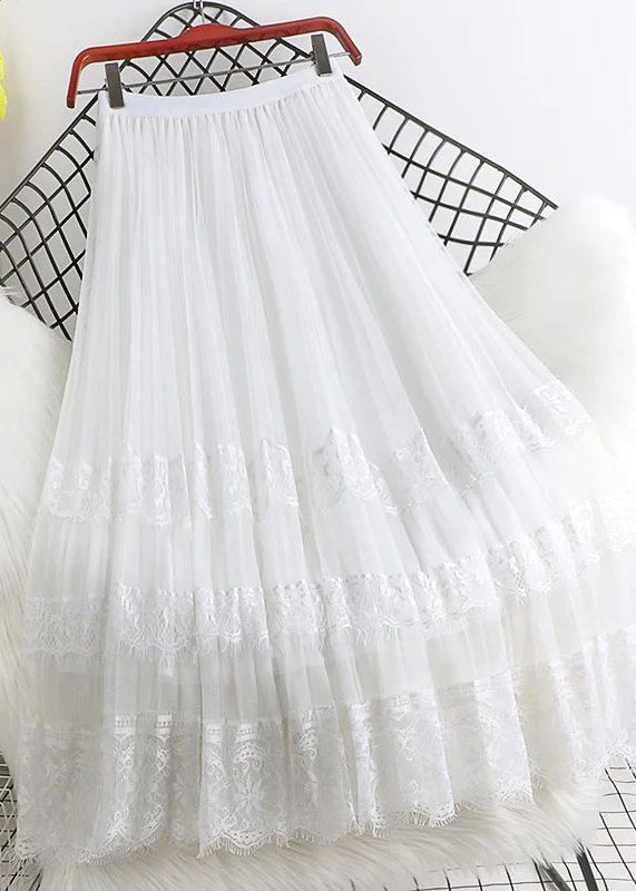 Tulle Brown Mesh Maxi Woman Skirts Lace Fashion Waist High