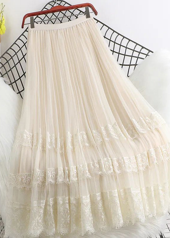 Tulle Brown Mesh Maxi Woman Skirts Lace Fashion Waist High