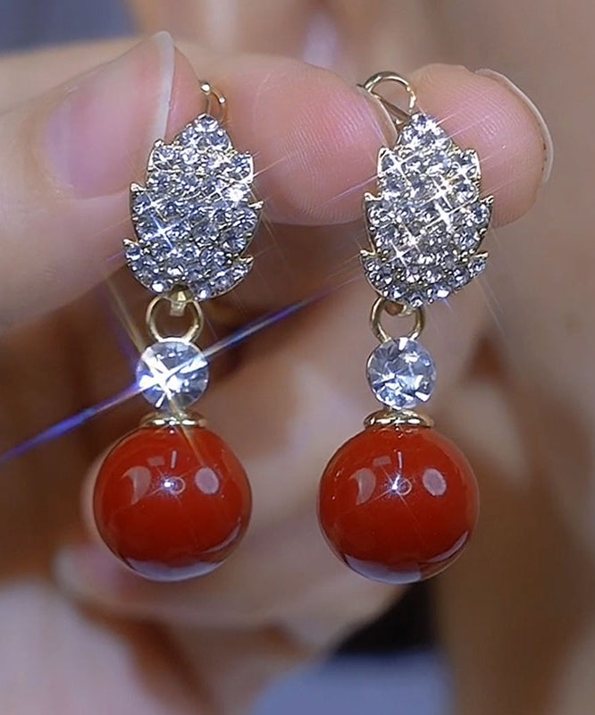 Zircon Champagne Alloy Copper Pearl Earrings Drop Fashion