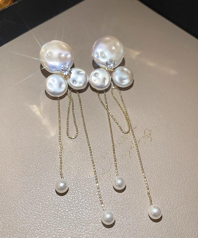 Earrings Drop Floral Pear Alloy Gold Fashion Tassel