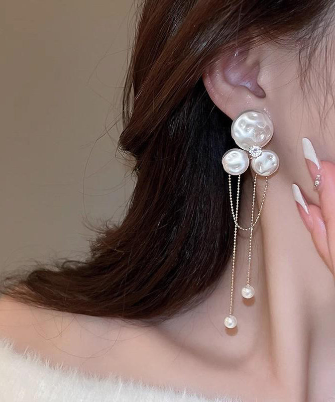 Earrings Drop Floral Pear Alloy Gold Fashion Tassel