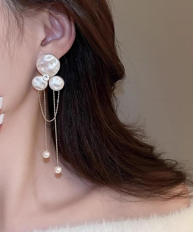 Earrings Drop Floral Pear Alloy Gold Fashion Tassel