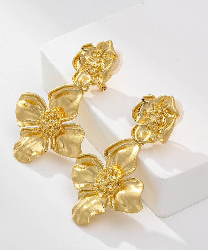 Earrings Ancient Floral Stud Gold Fashion