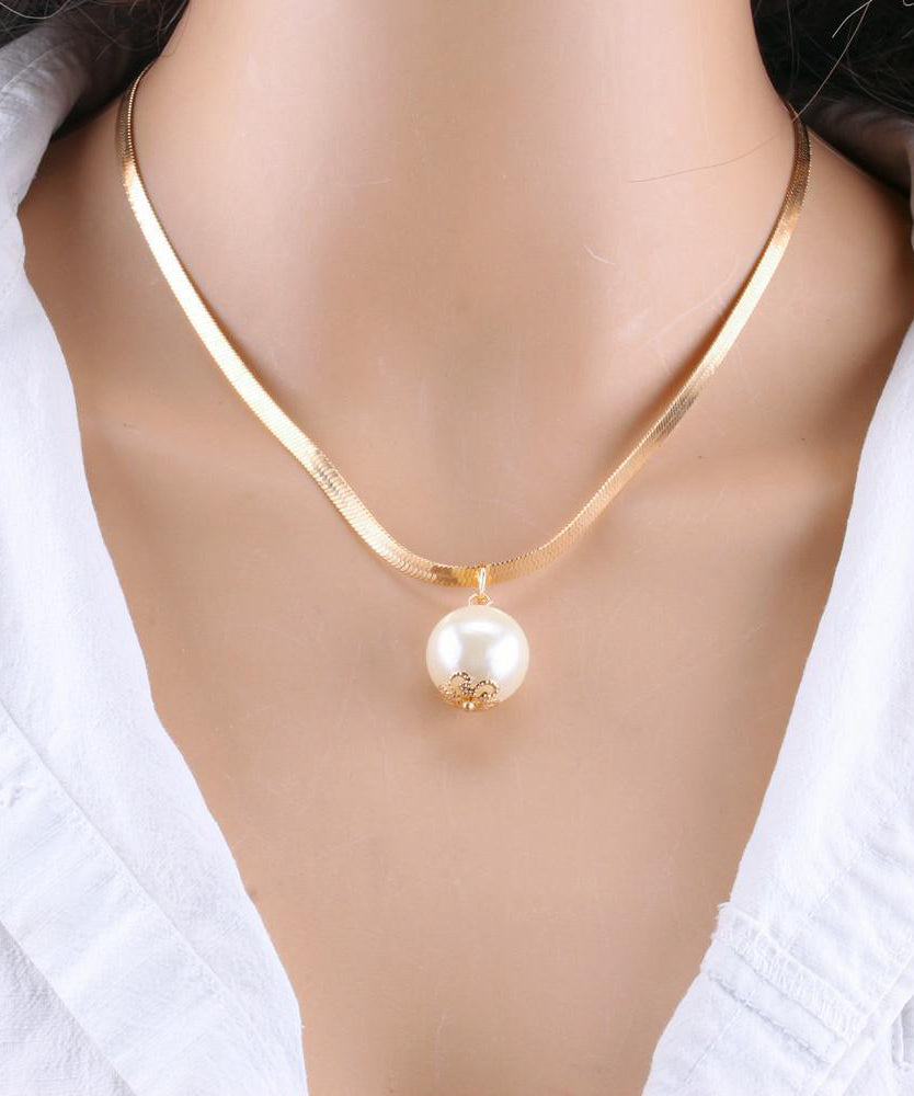 Women Chain Fashion For Necklace Pearl Metal Gold Baroque