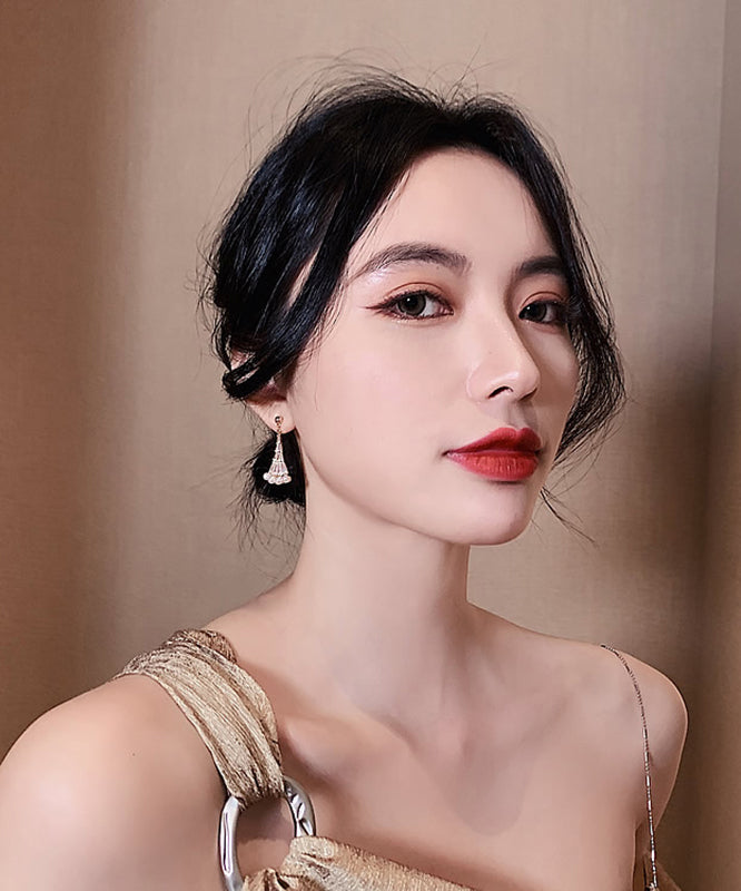 Fashion Pearl Earrings Gold Drop Fan-Shaped Alloy Copper