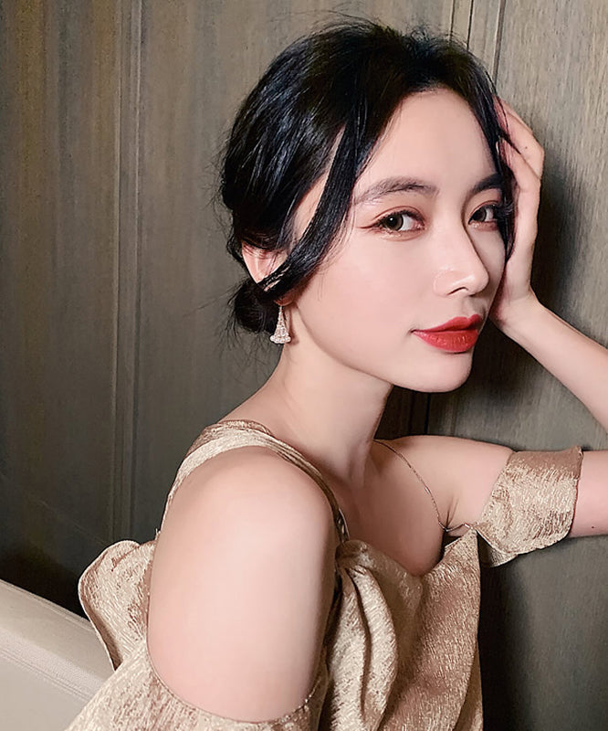 Fashion Pearl Earrings Gold Drop Fan-Shaped Alloy Copper