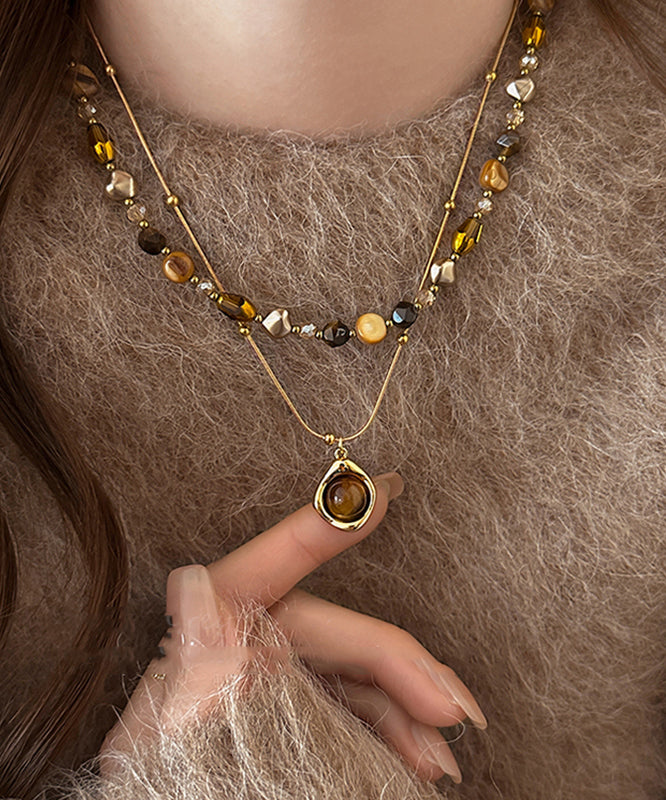 Gold Fashion Overgild Pendant Stone Eye Copper Tiger Beading