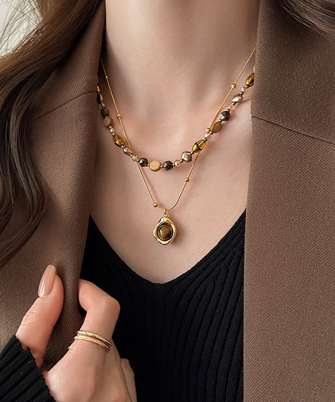 Gold Fashion Overgild Pendant Stone Eye Copper Tiger Beading