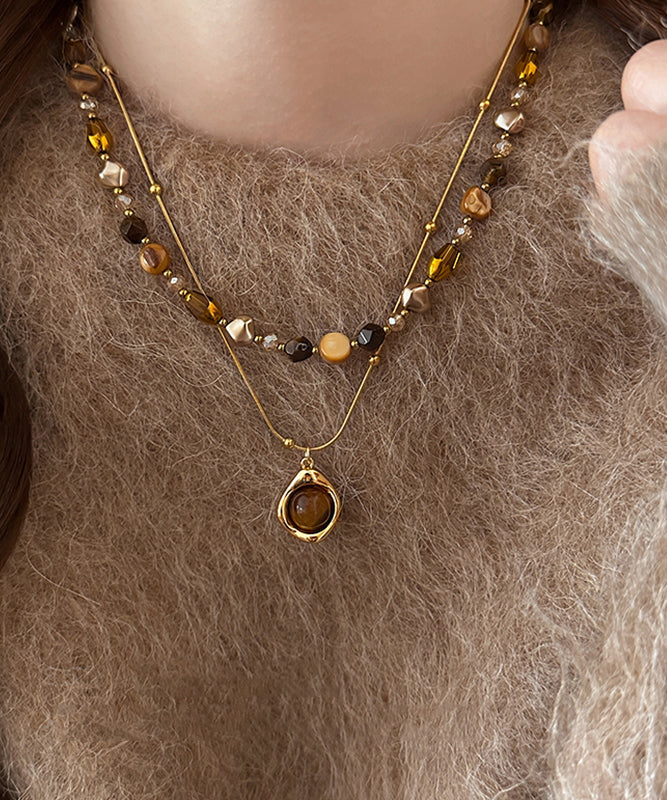 Gold Fashion Overgild Pendant Stone Eye Copper Tiger Beading