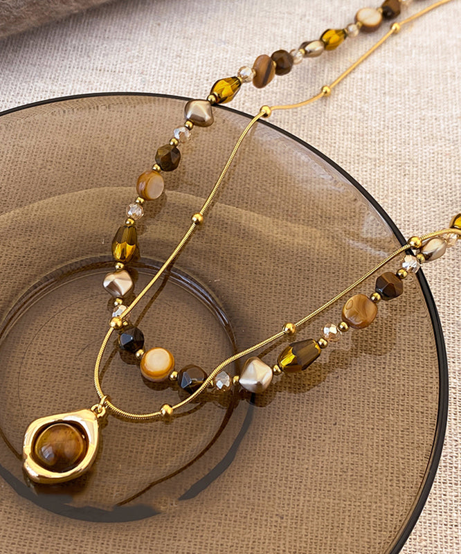 Gold Fashion Overgild Pendant Stone Eye Copper Tiger Beading