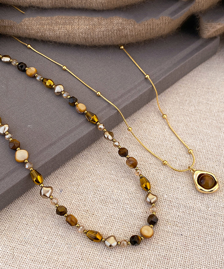 Gold Fashion Overgild Pendant Stone Eye Copper Tiger Beading