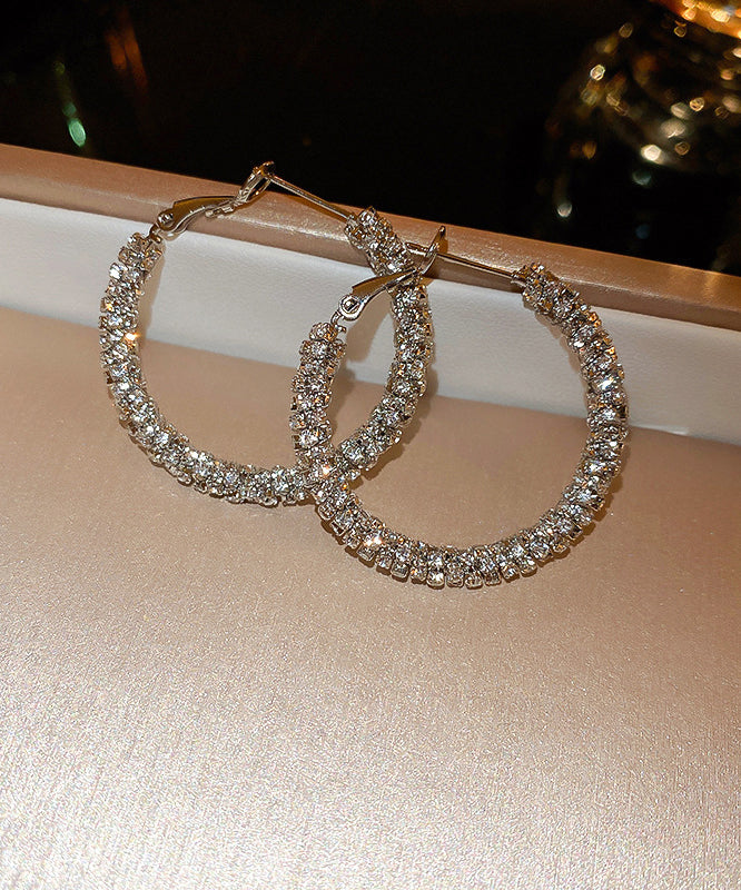 Fashion Gold Copper Zircon Hoop Earrings ZZ023