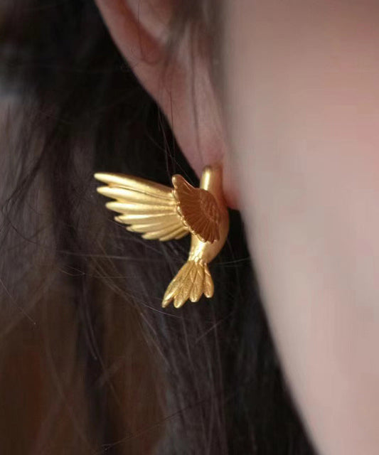 Fashion Bird Flying Stud Sterling Earrings Gold Silver Overgild