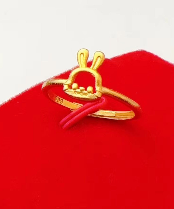 Fashion Gold Sterling Silver Overgild Little Rabbit Rings GH1043